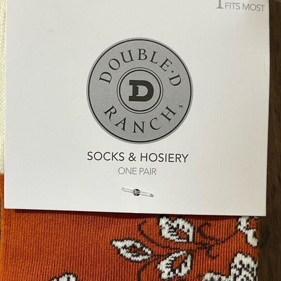 Double D Ranch Orange Floral Patterned Socks - Picture 4 of 6